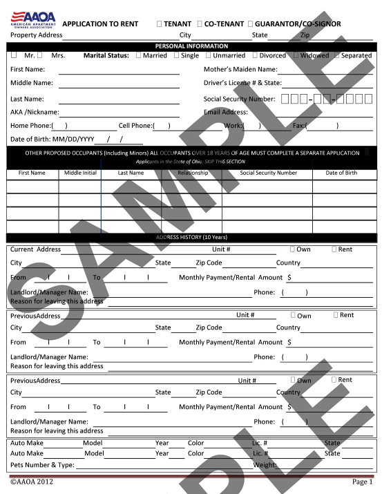 Create a Rental Application Form